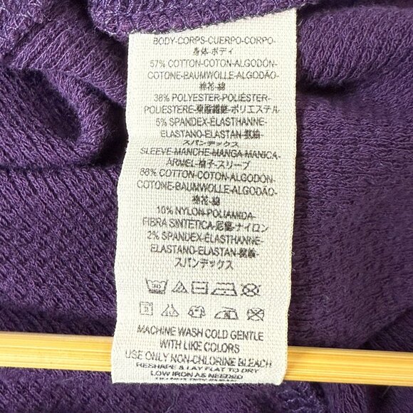 Free People Thermal Mod Striped Cuff Top Sz Large Long Sleeve Keyhole Purple - Picture 8 of 10